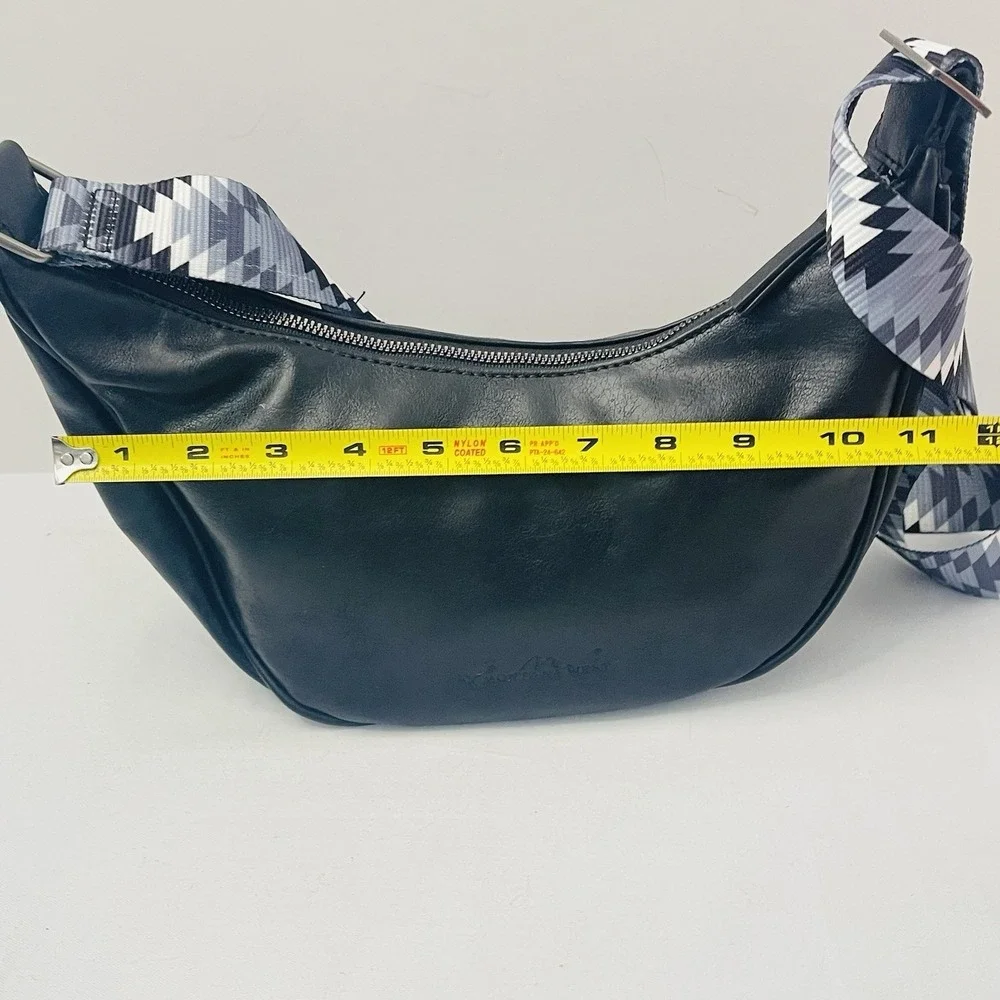 Montana West Crescent Black Bag Adjustable Geometric Shoulder Strap‎